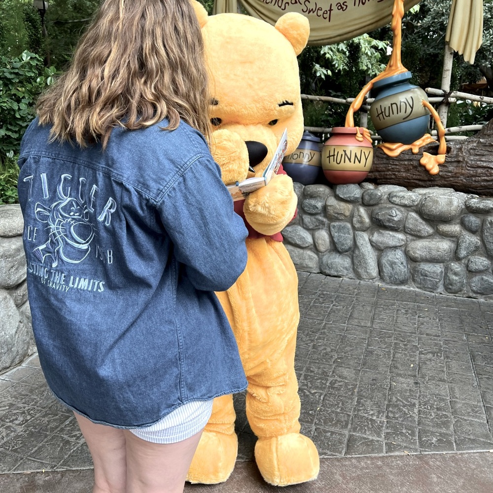 Embroidered Tigger Denim Button Up Shirt Jacket